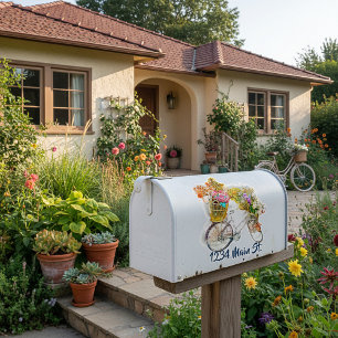 Bicycle and flowers mailbox