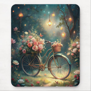 Bicycle and Flowers Mouse Pad
