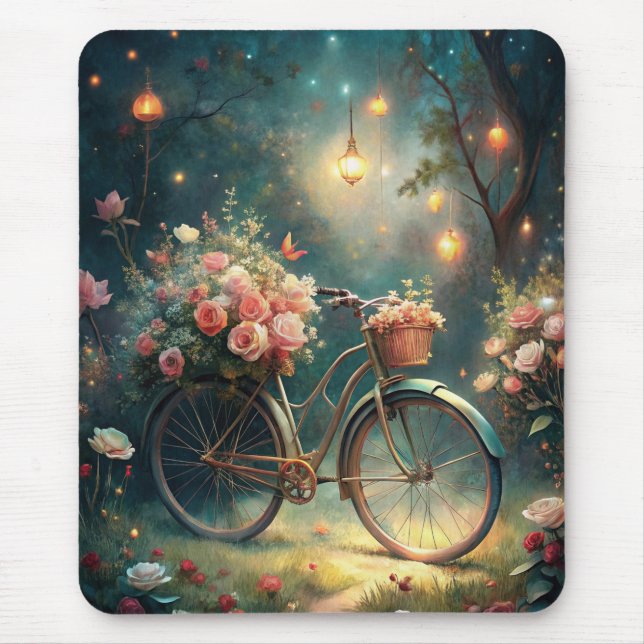 Bicycle and Flowers Mouse Pad (Front)