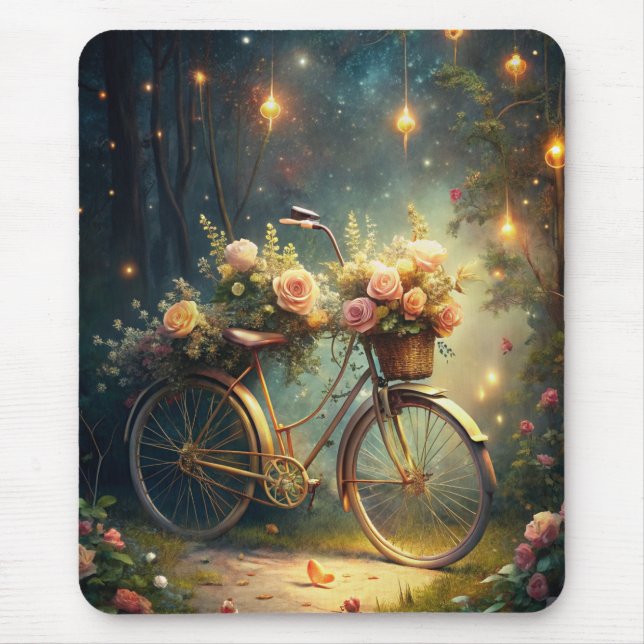 Bicycle and Flowers Mouse Pad (Front)