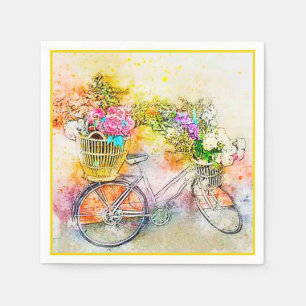 Bicycle and flowers  napkins