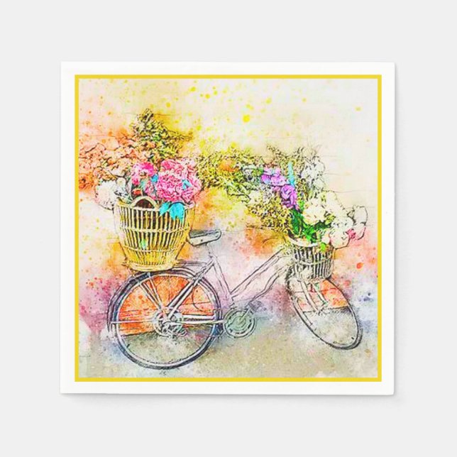 Bicycle and flowers  napkins (Front)