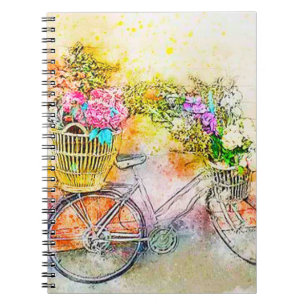Bicycle and flowers notebook