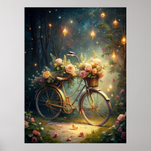 Bicycle and Flowers Poster