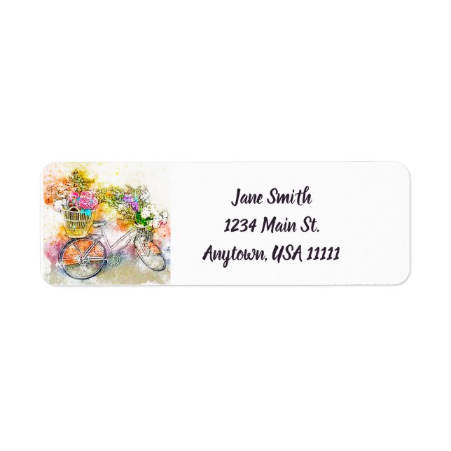 Bicycle and flowers  return address label (Front)