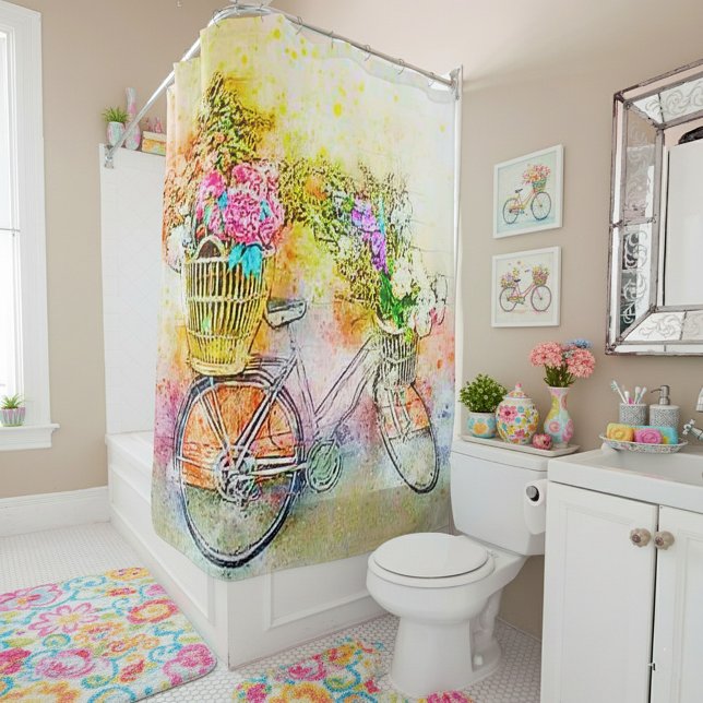 Bicycle and flowers  shower curtain (Creator Uploaded)