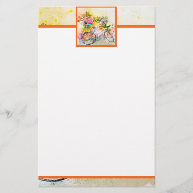 Bicycle and flowers   stationery (Front)