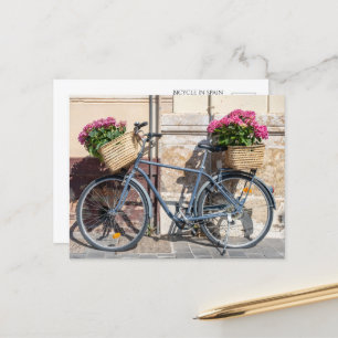 Bicycle and Pink Flower Baskets Postcard