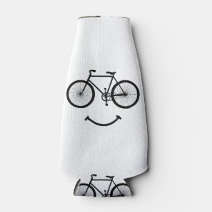 Bicycle and Smile T-Shirt Bicycling Tee Shirt Blac Bottle Cooler