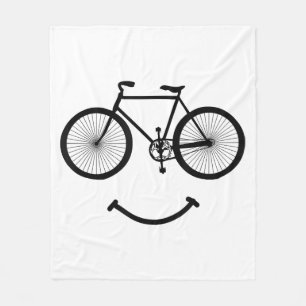 Bicycle and Smile T-Shirt Bicycling Tee Shirt Blac Fleece Blanket