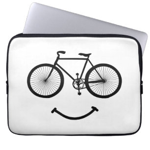 Bicycle and Smile T-Shirt Bicycling Tee Shirt Blac Laptop Sleeve