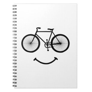 Bicycle and Smile T-Shirt Bicycling Tee Shirt Blac Notebook