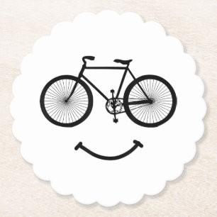 Bicycle and Smile T-Shirt Bicycling Tee Shirt Blac Paper Coaster