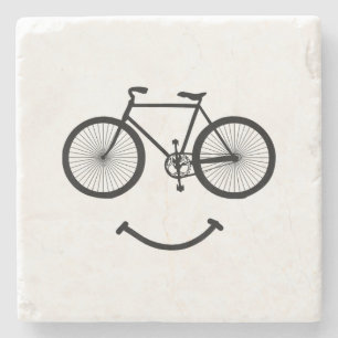 Bicycle and Smile T-Shirt Bicycling Tee Shirt Blac Stone Coaster