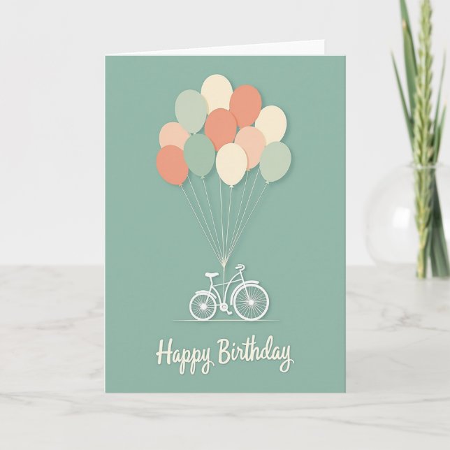 Bicycle Balloons Birthday Card (Front)
