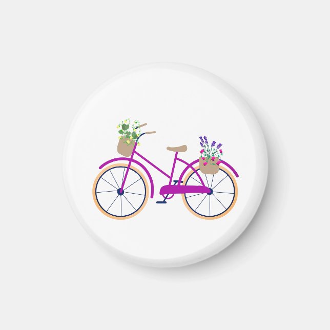 Bicycle, Basket, Flowers Magnet (Front)
