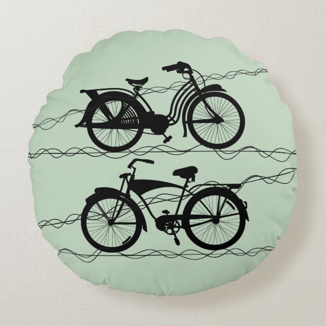 Bicycle Bicycle Black 1 Round Cushion (Front)