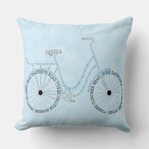 Bicycle Bike Biking Cycling Word Art Cushion