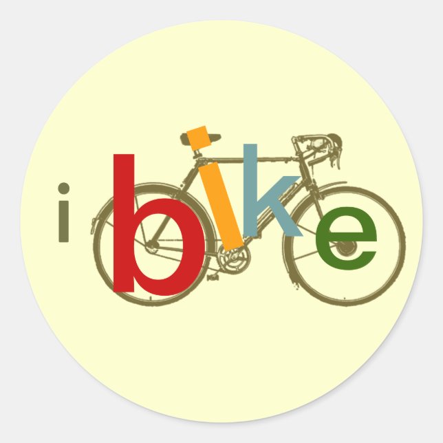 Bicycle . Bike / Ibike Classic Round Sticker (Front)