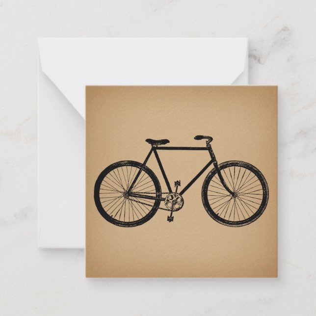Bicycle Bike Illustration Vintage Brown Cycling Card (Front)