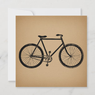 Bicycle Bike Illustration Vintage Brown Cycling Holiday Card