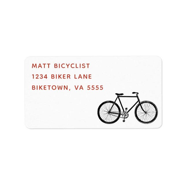 Bicycle Bike Personalized Template Return Address Label (Front)