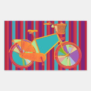 bicycle - biking + bike rectangular sticker