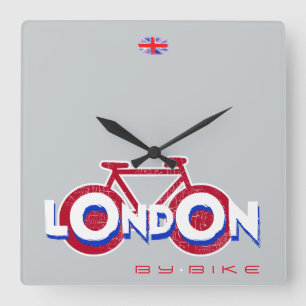 bicycle - biking + bike square wall clock