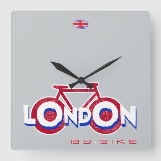 bicycle - biking + bike square wall clock (Front)