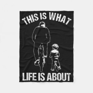 Bicycle Bmx Cyclist Father And Son Child Cyclist B Fleece Blanket