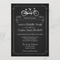 Bicycle Built for 2 Chalkboard Wedding Invitations