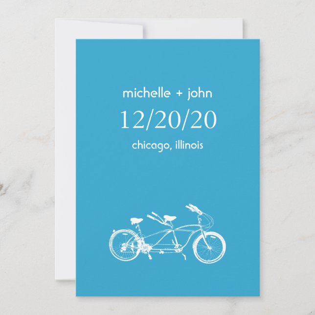 Bicycle Built For Two Save The Date (Blue) (Front)