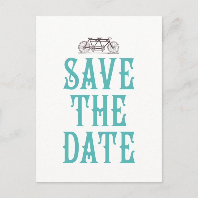 Bicycle Built For Two Save the Date Postcard (Front)