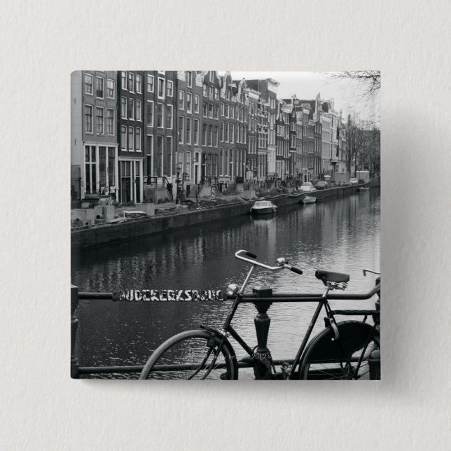 Bicycle by Canal 15 Cm Square Badge (Front)