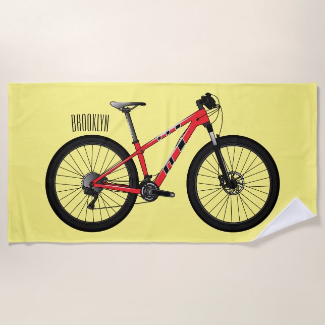 Bicycle cartoon illustration beach towel (Front)