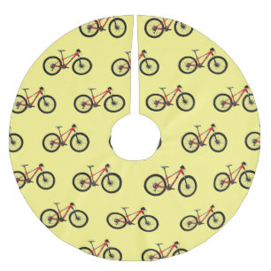 Bicycle cartoon illustration brushed polyester tree skirt