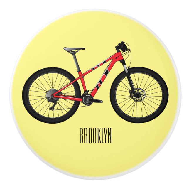 Bicycle cartoon illustration ceramic knob (Front)