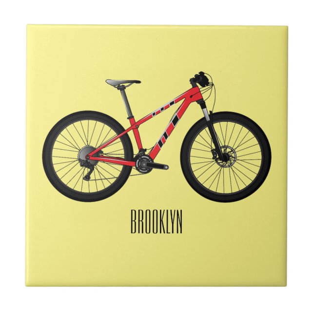 Bicycle cartoon illustration ceramic tile (Front)