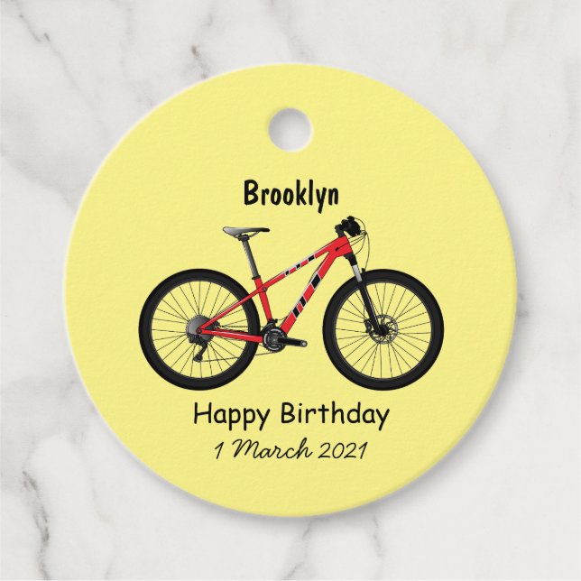 Bicycle cartoon illustration favour tags (Front)