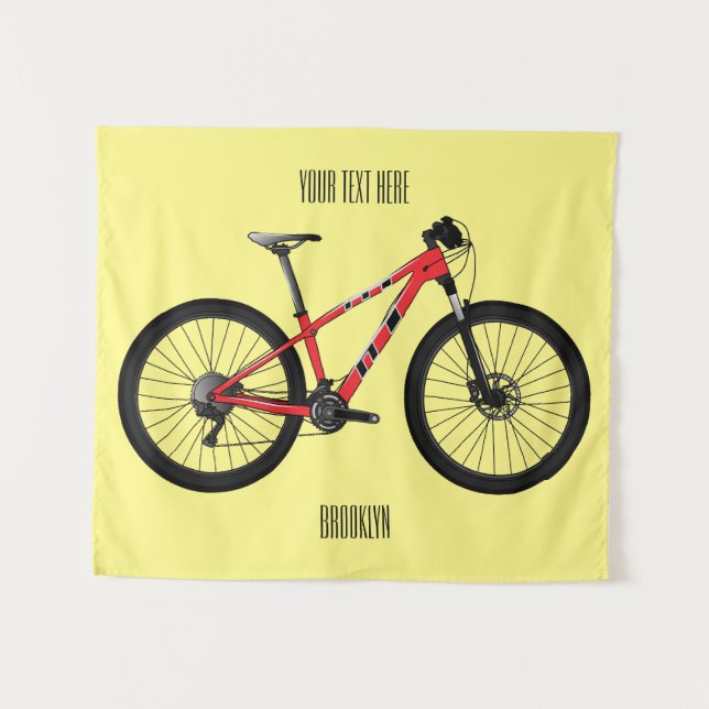 Bicycle cartoon illustration tapestry (Front (Horizontal))