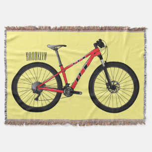 Bicycle cartoon illustration throw blanket