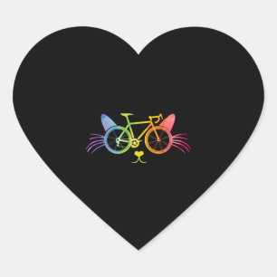 Bicycle Cat Lgbt Heart Sticker