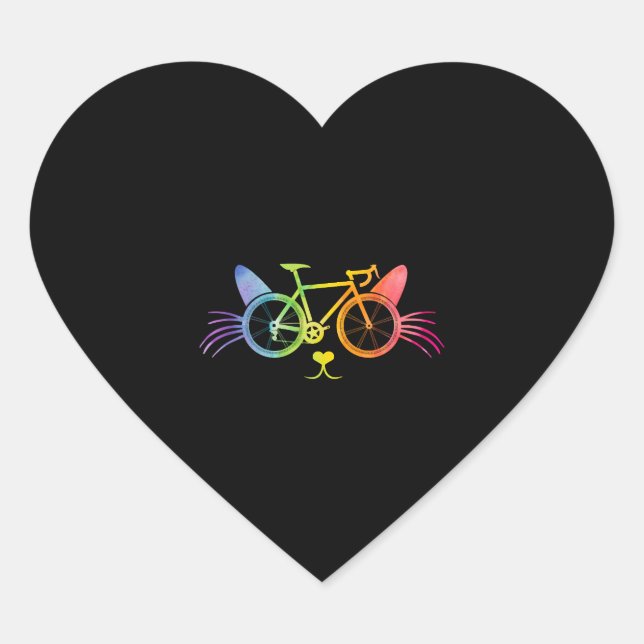Bicycle Cat Lgbt Heart Sticker (Front)