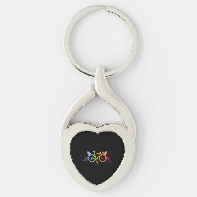 Bicycle Cat Lgbt Key Ring (Front)