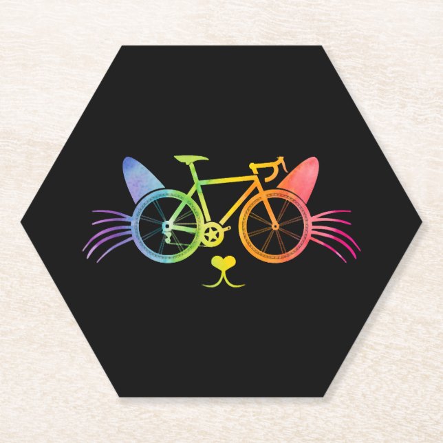 Bicycle Cat Lgbt Paper Coaster (Front)