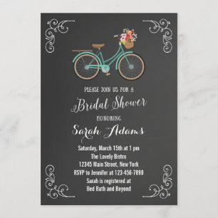 Bicycle Chalkboard Bridal Shower Invitation