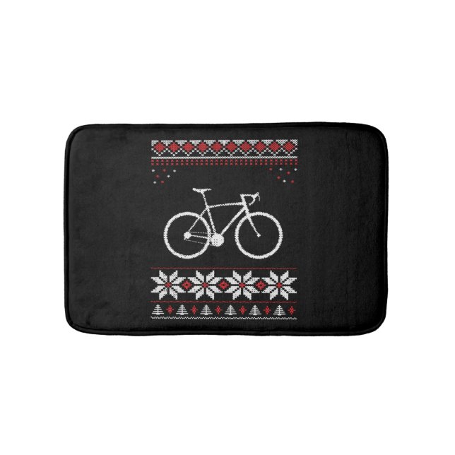 Bicycle Christmas Holiday Bath Mat (Front)