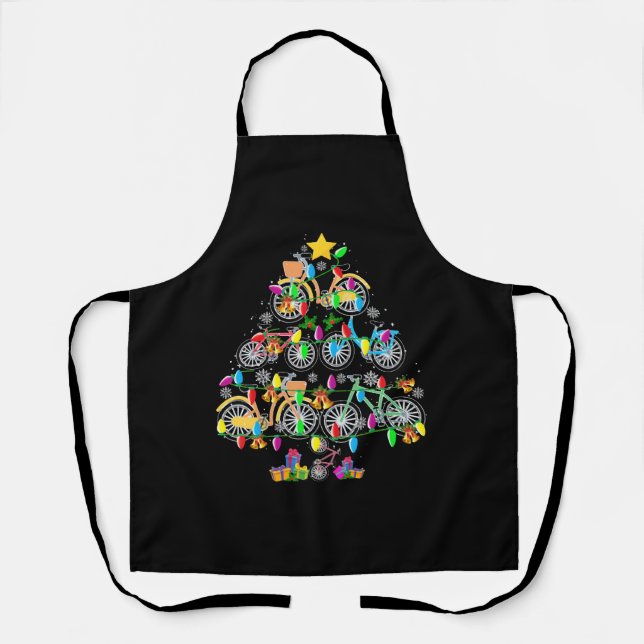 Bicycle Christmas Tree Funny Biker Bicyclist Apron (Front)