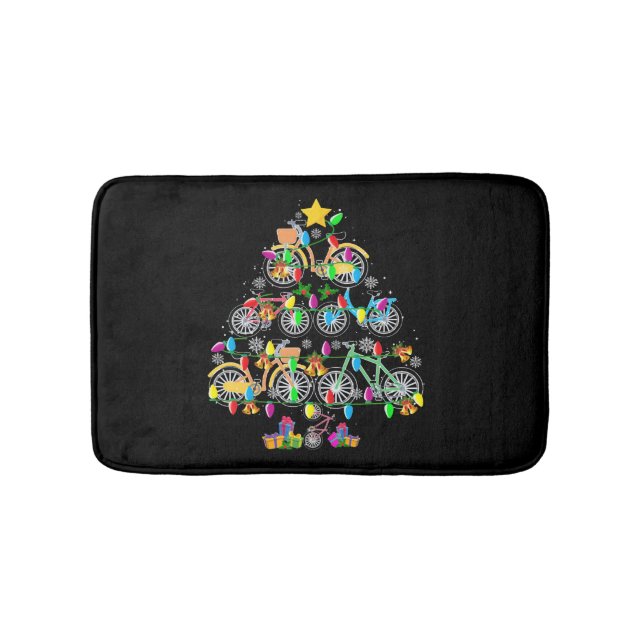 Bicycle Christmas Tree Funny Biker Bicyclist Bath Mat (Front)