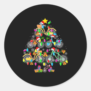 Bicycle Christmas Tree Funny Santa Bicycle Lover B Classic Round Sticker
